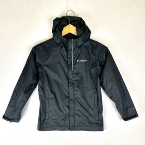 Columbia Omni-Tech Hooded Jacket Unisex Waterproof Black Kids Sz 8